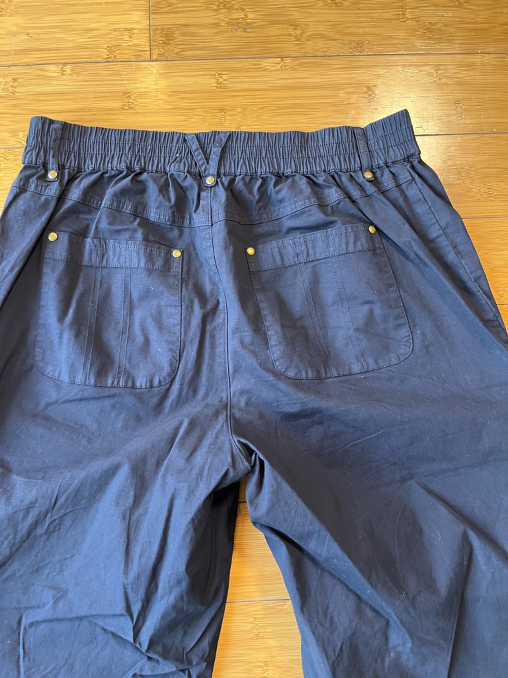 Soft Surroundings Navy Floral Embroidered Cargo Joggers - Picture 12 of 14